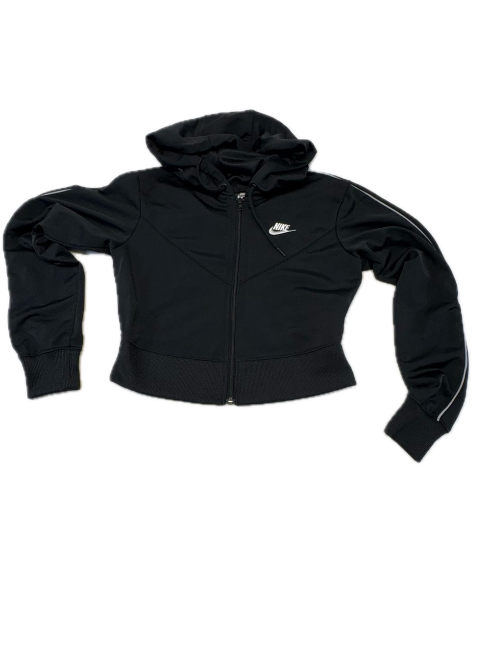 Nike Sportswear Heritage Black Cropped Full Zip Hoodie Jacket Womens Small S